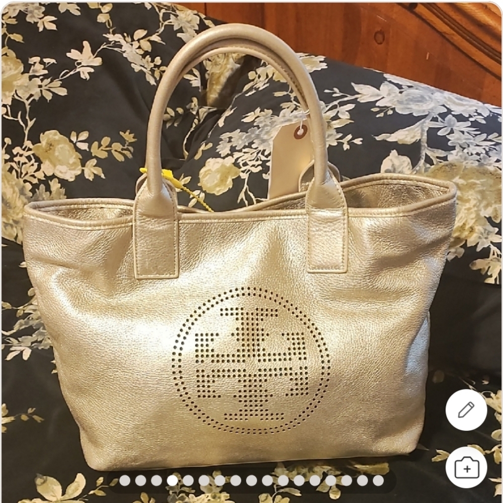Tory Burch Metallic Gold Tote Bag